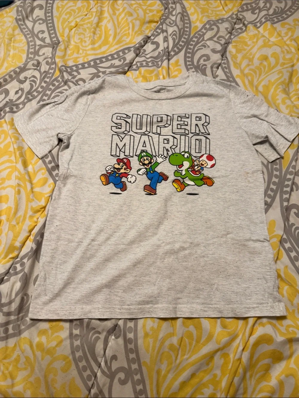 jumping beans Gray Super Mario Graphic Tee with Mario, Luigi & Yoshi
